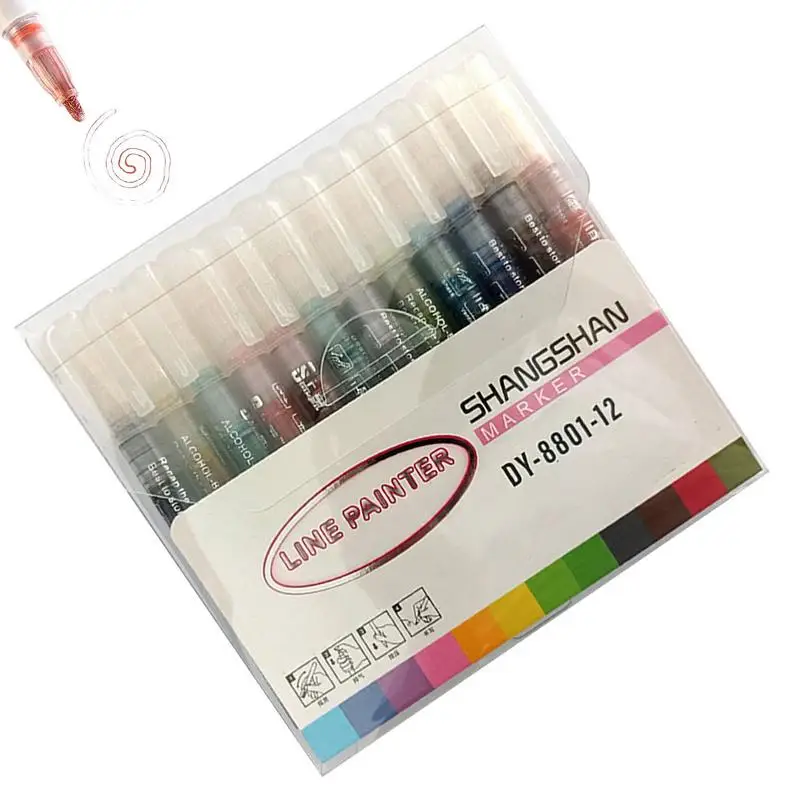 Outline Markers Double Line Self Outline Marker Set 12 Colors Silver Outline Paint Markers For Greeting Cards Christmas Gifts