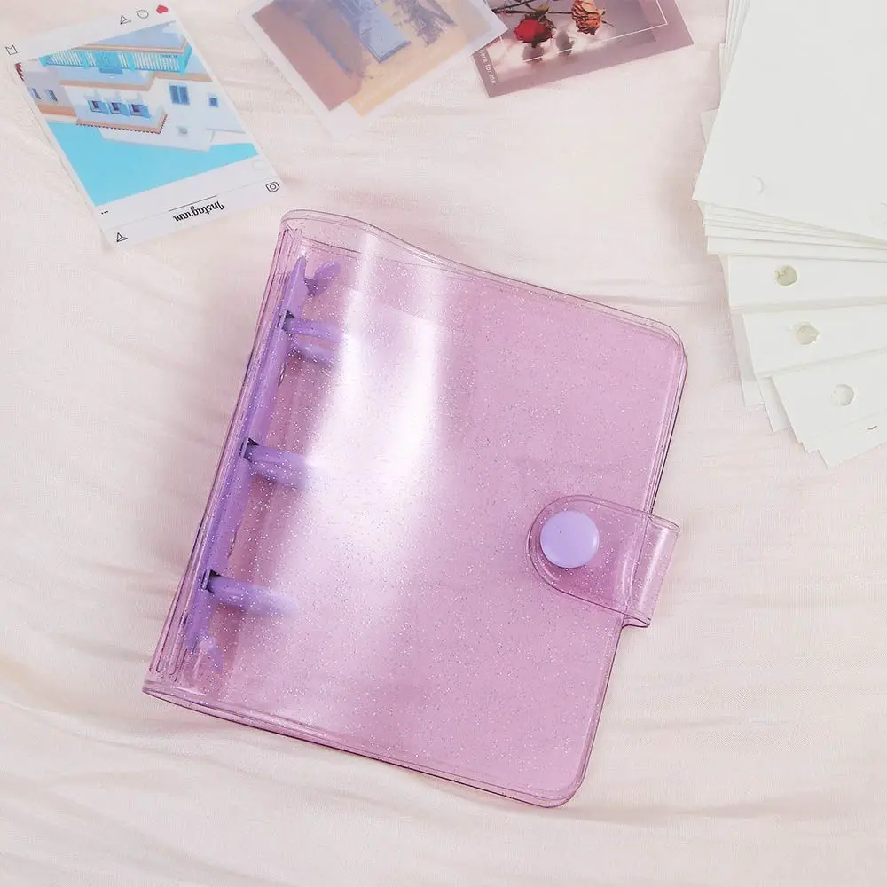 Stationery Notebook Pages Loose-Leaf Glitter Transparent Card Organizer 3 Hole Binder Clip Binder Notebook Cover Photo album