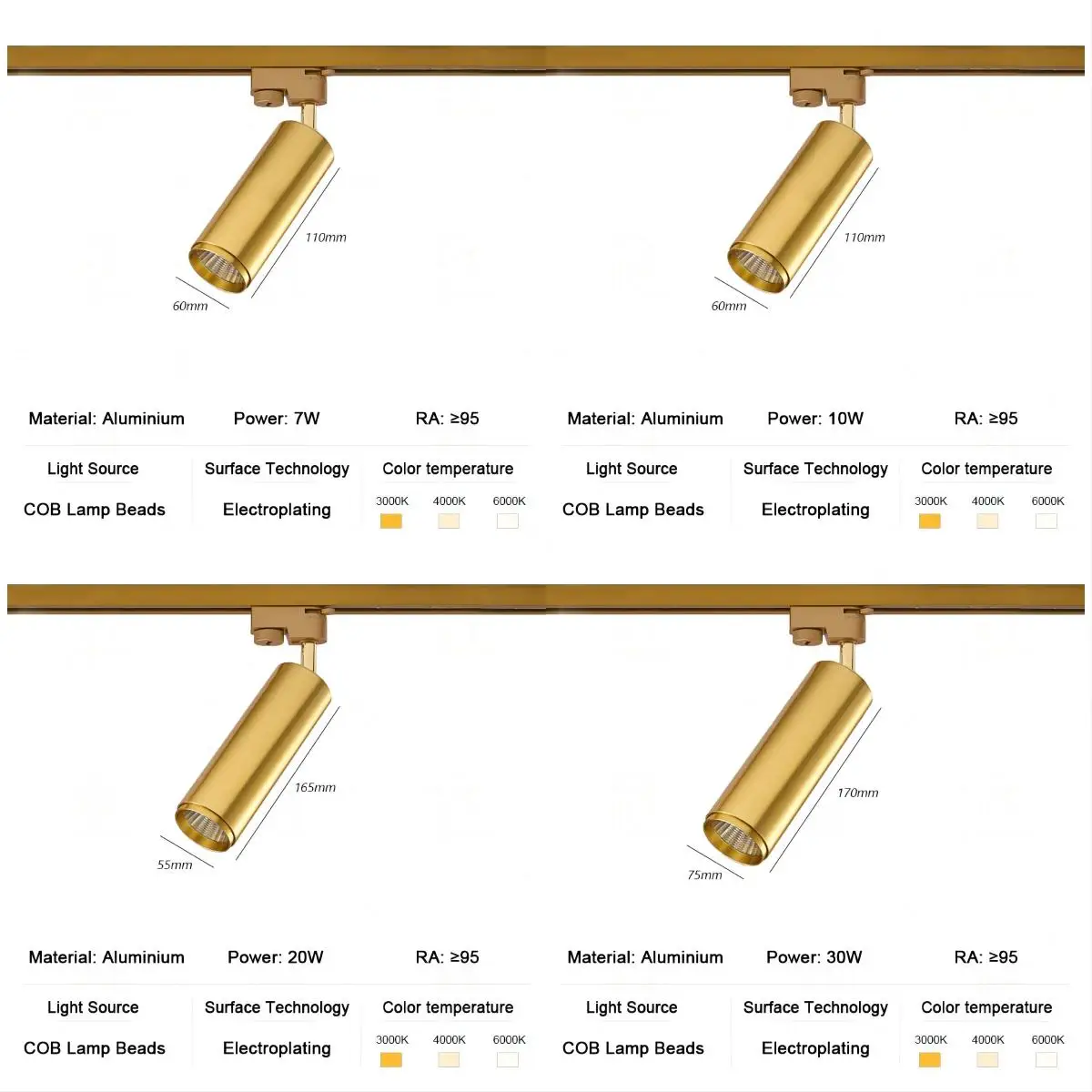 Lampade a binario a Led in oro illuminazione di localizzazione dorata faretti a binario sistema faretti COB per negozio di abbigliamento per la casa