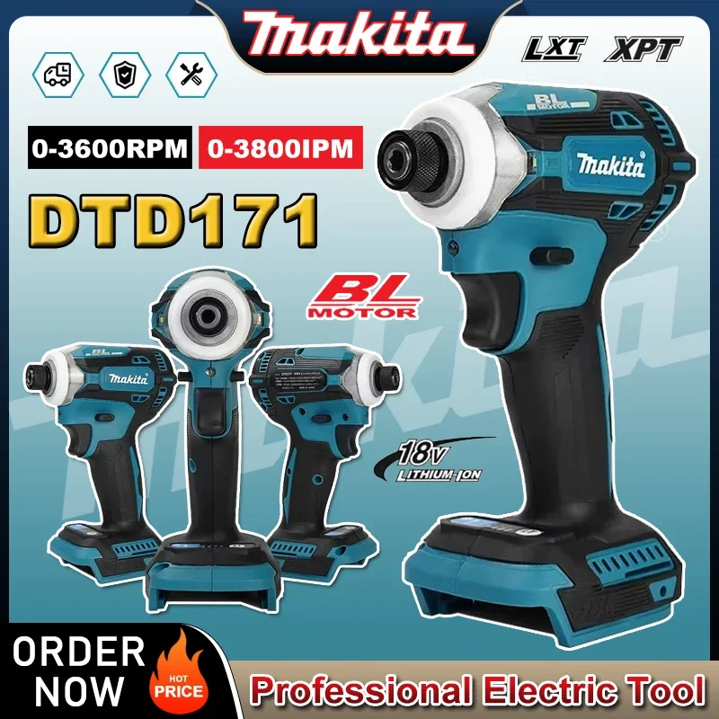 

Makita DTD171 Brushless Impact Driver Rechargeable Screwdriver Drills Cordless Power Tools 18V BL Motor Bare Tool Unit