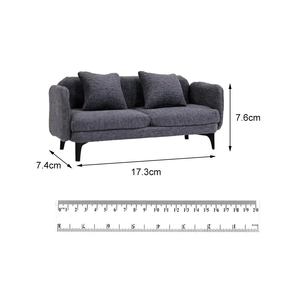 Miniaturowa sofa do domku dla lalek, podwójna sofa do domku dla lalek / zabawka do domku dla lalek w skali 1:2
