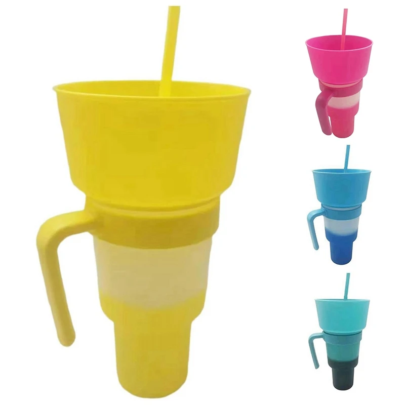 

1 PCS Stadium Tumbler With Snack Bowl, Snack Tumbler Leakproof Snack Cup Reusable Snack And Drink Cup For Adults Kids Blue A