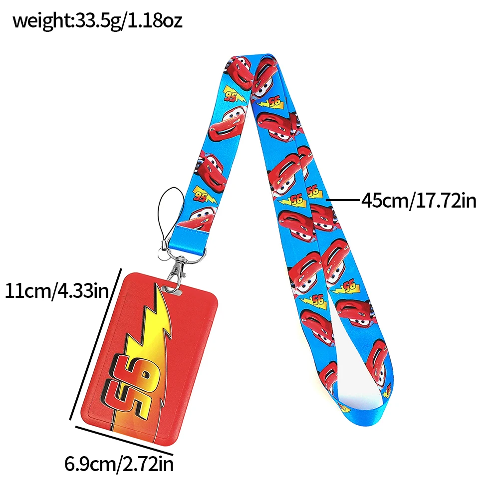 1 قطعة سلسلة مفاتيح Pixar Cars Lightning McQueen Lanyards-حامل شارة الهوية من البوليستر مثالي للمفاتيح والهاتف والبطاقة هدية مثالية لمحبي