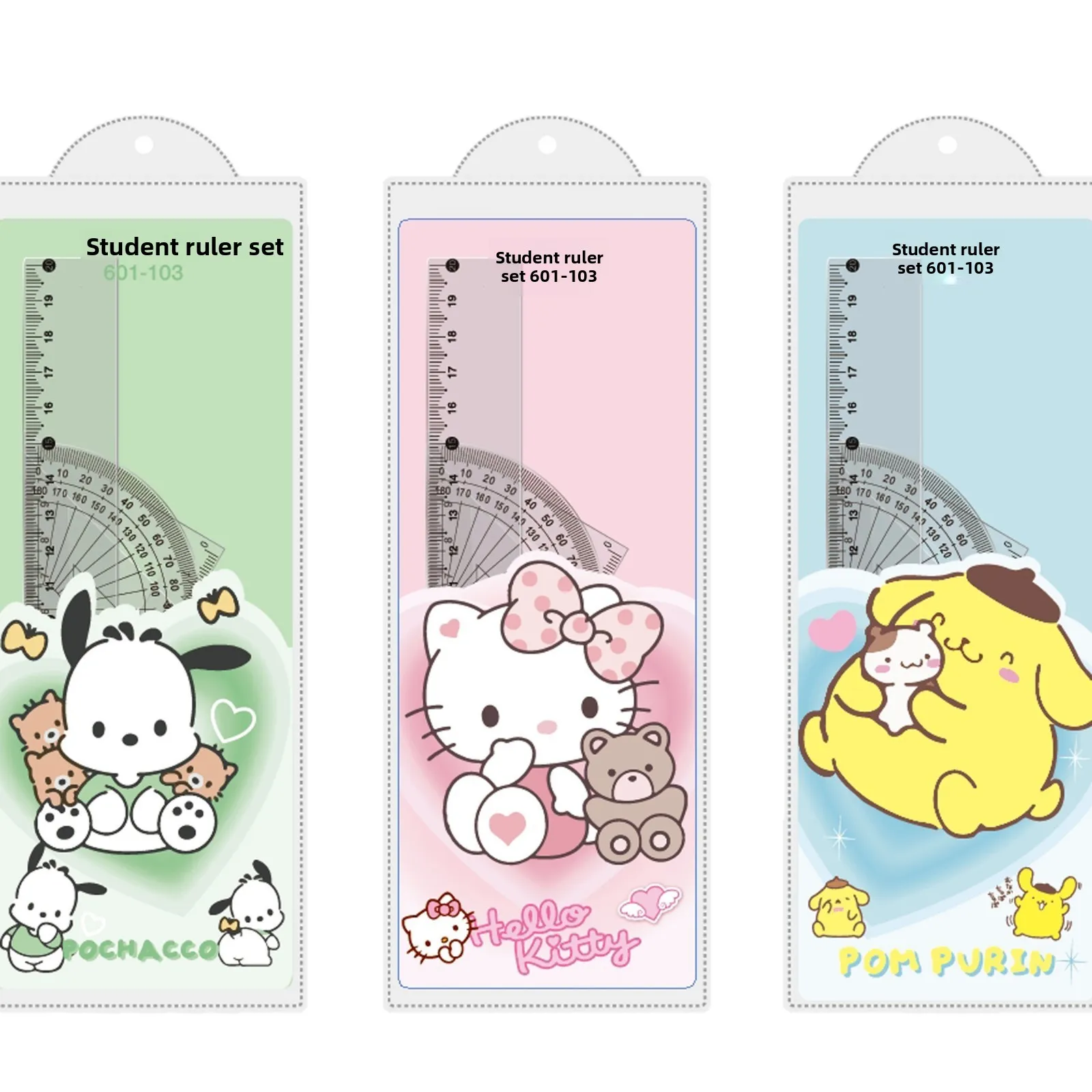 The New Cartoon Ruler Set Four-piece Student 20cm Soft Ruler Set Primary School Students Cute School Supplies Stationery