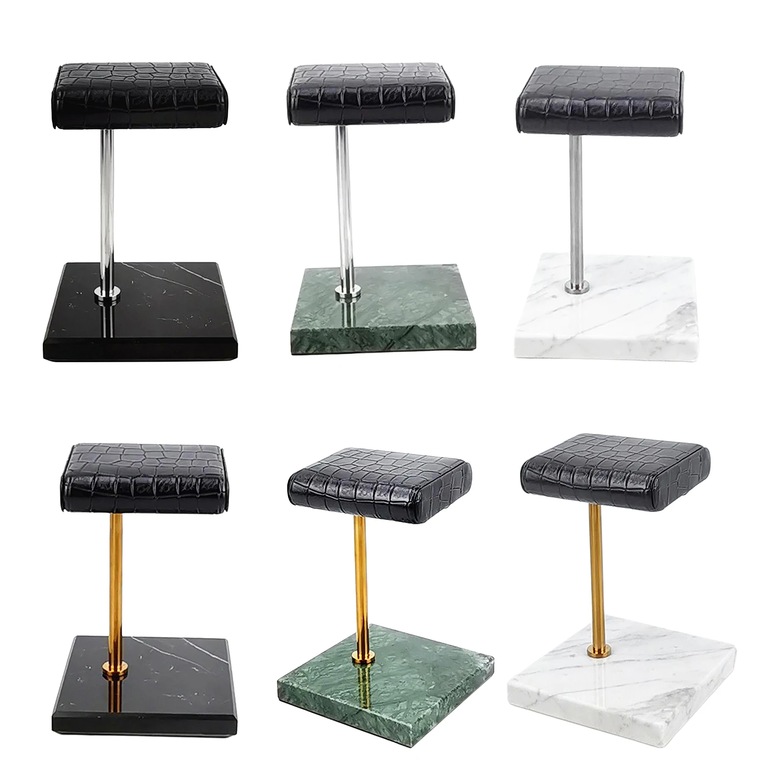 Display Stand Jewelry Organizer Holder Countertop Vanity Top , Mens Gift, PU leather Holder Pillow, Stable Marble Base