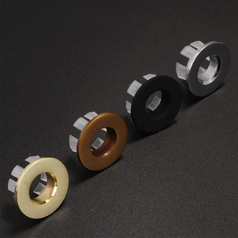 Durable Brass Basin Faucet Sink Bathroom Insert Chrome Ring Hole Cap Overflow Cover