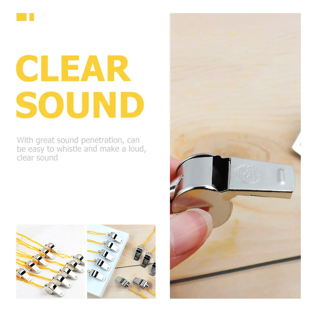 12 قطعة صافرة قلادة معدنية الصلبة غير قابلة للصدأ المحمولة بصوت عال صافرة لكرة القدم كرة السلة الحكم التدريب السفر التخييم #1