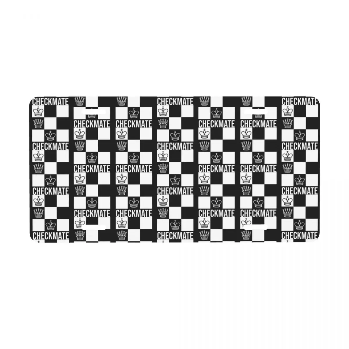 Custom Checkmate Chess Board License Plate Game Chessboard Decorative Car License Plate Cover Aluminum Vanity Tag 6x12 Inch