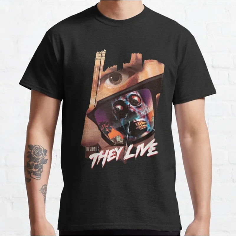 

Retro Sic-Fi They Live Gift T Shirt 40801 John carpenter Vintage Horror movie Alien Graphic clothes All size Tee S-6XL