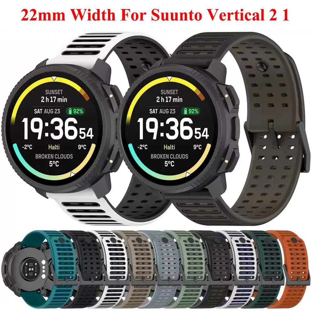 22mm Silicone Strap For Suunto Vertical 2 1 Sport Watch For Suunto Race Run/2/S/5/9 Peak For Huawei watch 4 pro/GT4 46MM/GT3 SE