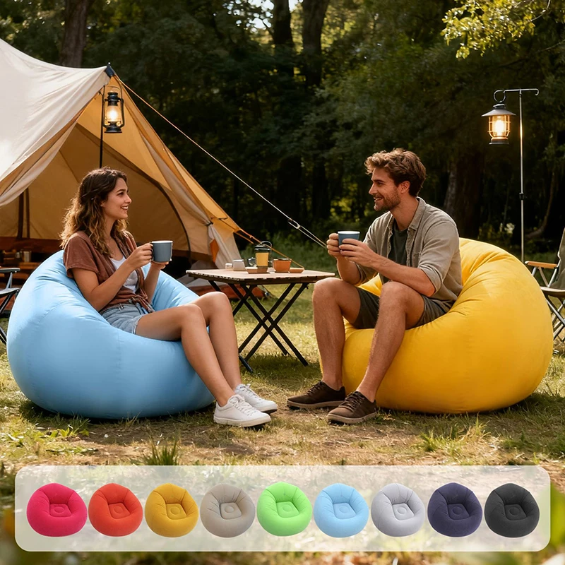 Sillas inflables con bolsa de frijoles, sillas portátiles de 9 colores, sofá perezoso para sala de estar, Camping al aire libre, persona soltera