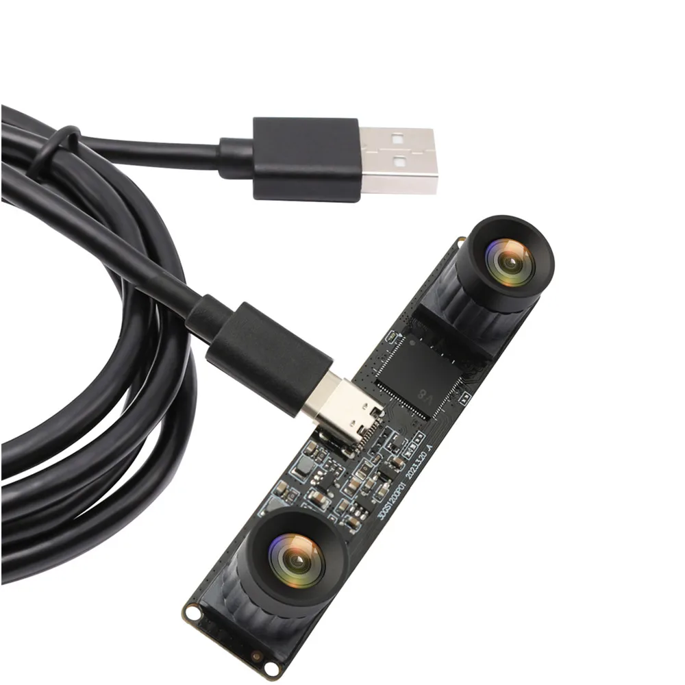 

1080P Global Shutter 120FPS 60FPS USB Camera Module Dual No Distortion Lens Binocular Stereo Webcam for AI Face Recognition