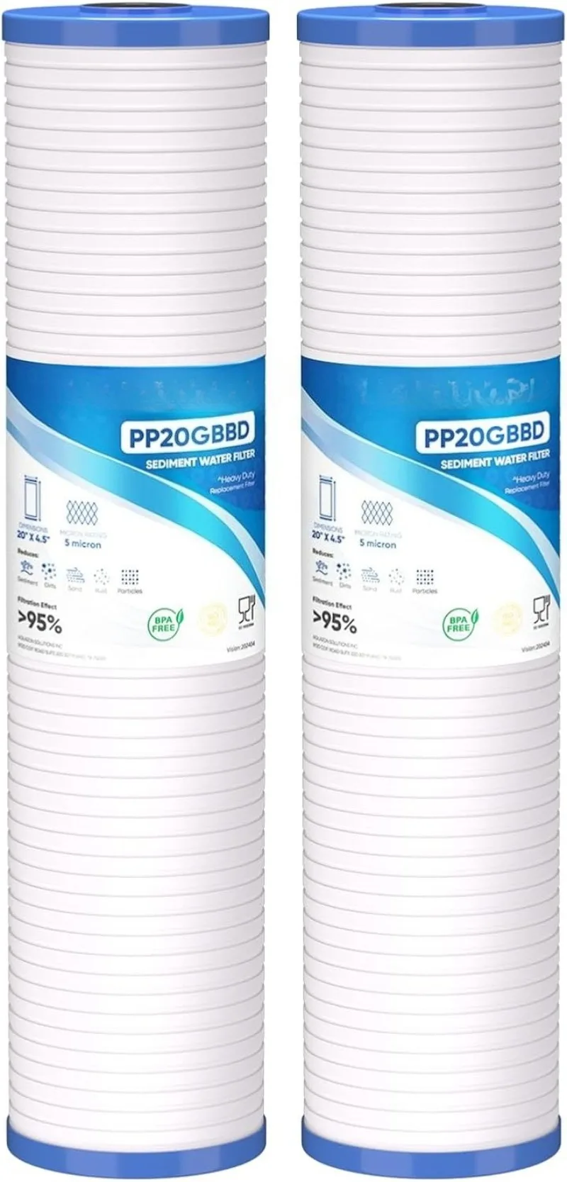 

5 Micron 20" x 4.5" Whole House Sediment Home Water , Grooved Sediment Cartridge, Replacement for Aqua-Pure AP810