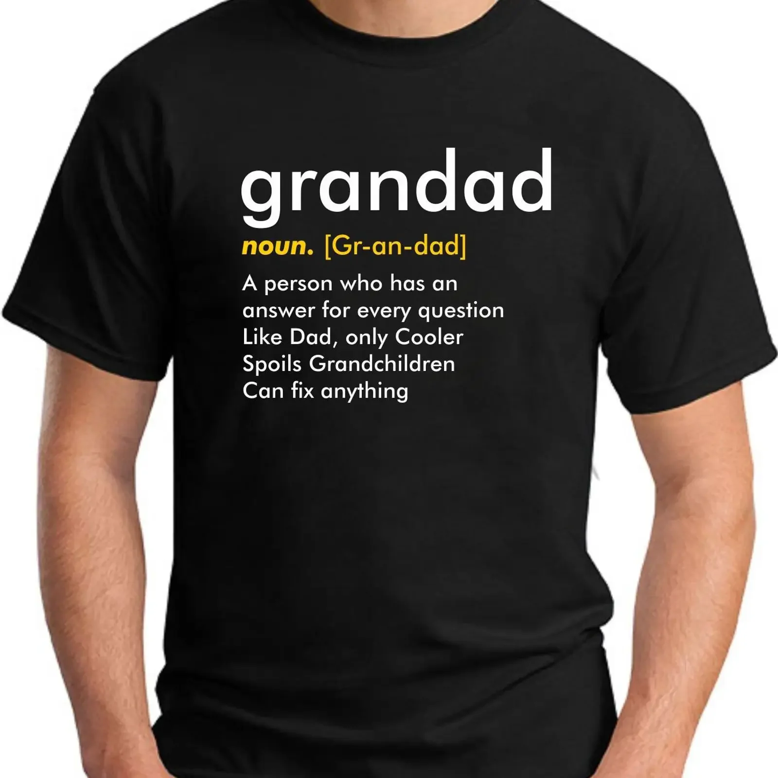 Grandad Noun T Shirt Men amp 39 s Small 2XLarge vintage Washed Soft homme Unisex Versatile Breathable Casual Stretched Slightly