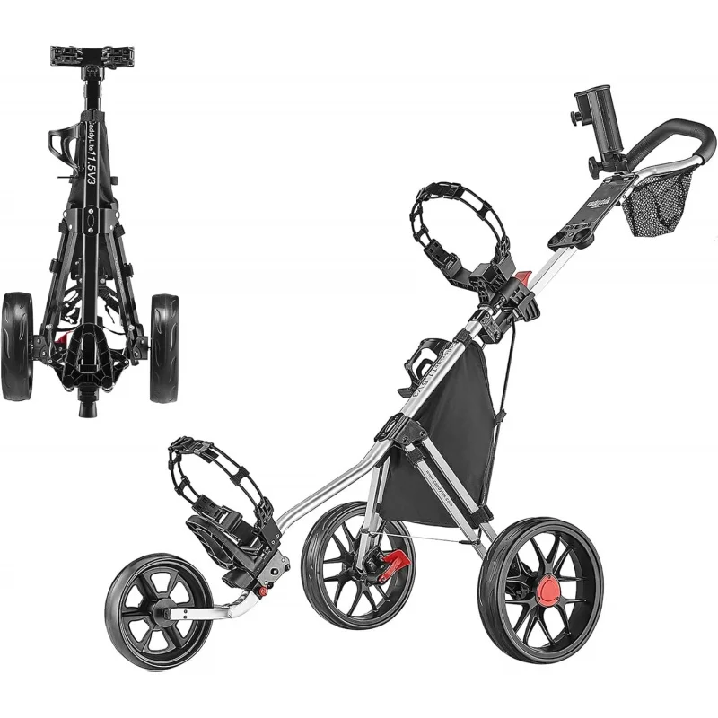 AQCaddytek CaddyLite 11.5 V3 3 Wheel Golf Push - SuperLite Deluxe,Lightweight,Easy To Fold Caddy Cart Pushcart