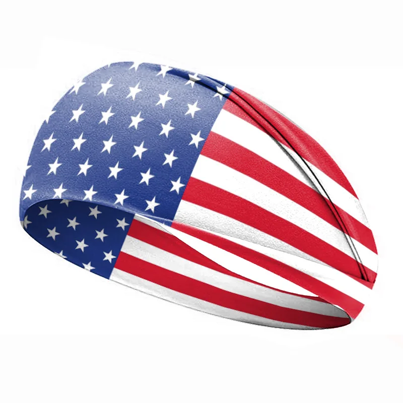 USA Flag Independence Day Hair Band Men Women Headband Wide Turban Sport Yoga Hairband Twisted Knotted Headwrap Hair Accessories