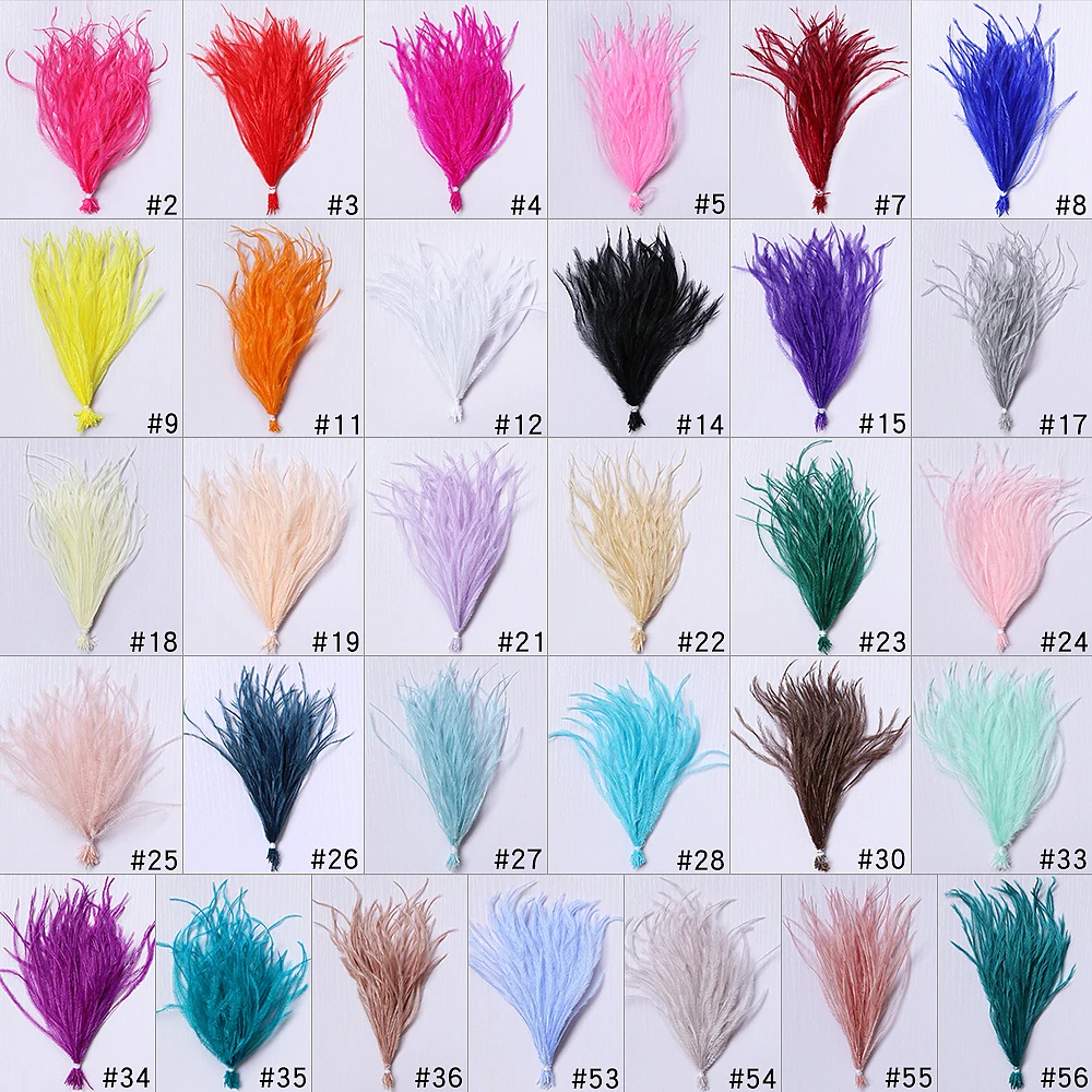 1 Bundle Natural Ostrich Feathers Filament String Dyed Colorful 10-15/15-18CM Fluffy Plumes For Clothes Bag Decor Sewing Crafts