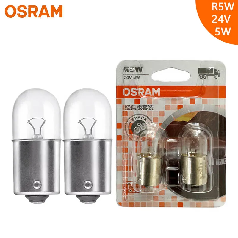 OSRAM Original OEM Halogen Bulbs R5W 24V 5W 5627 Truck Standard Interior License Plate Signal Lamps Replacement Auto Lights Pair
