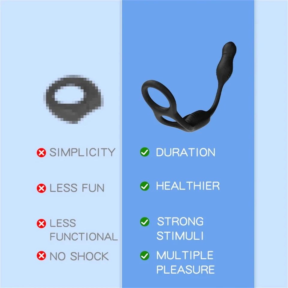 Prostate Massager Vibrator 3 In 1 Anal Plug Cock Ring For Men Remote Control Vibrating Penis Ring Butt Plug For Male Gay Sex Toy view 6