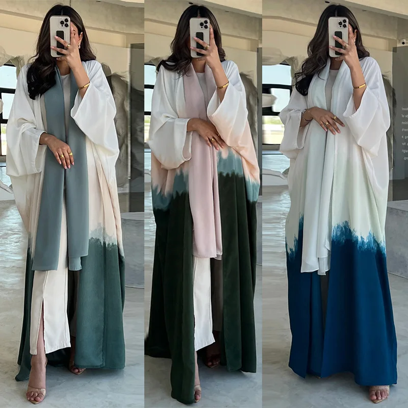 Fashion Women Clothes Muslim Dress Women Fashion Tie-dye Cape Abaya Dubai Summer Cardigan Robes Turkey Caftan Marocain Abayas