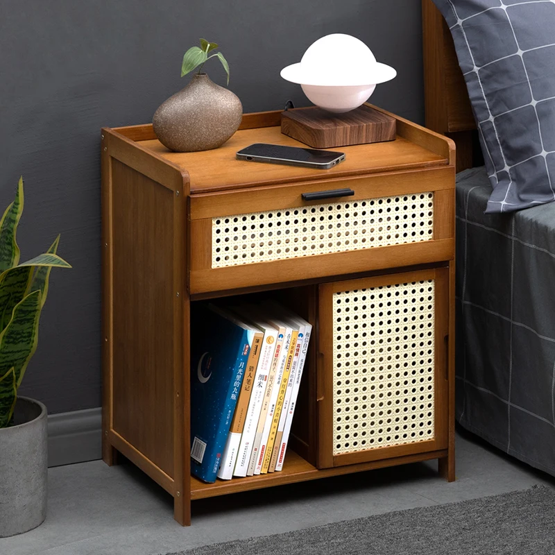 Drawer Nightstand Bedside Table Bedroom Nightstand with 1/3 Drawer Retro Style Home Storage Cabinet Bedroom Furniture Nightstand image 2