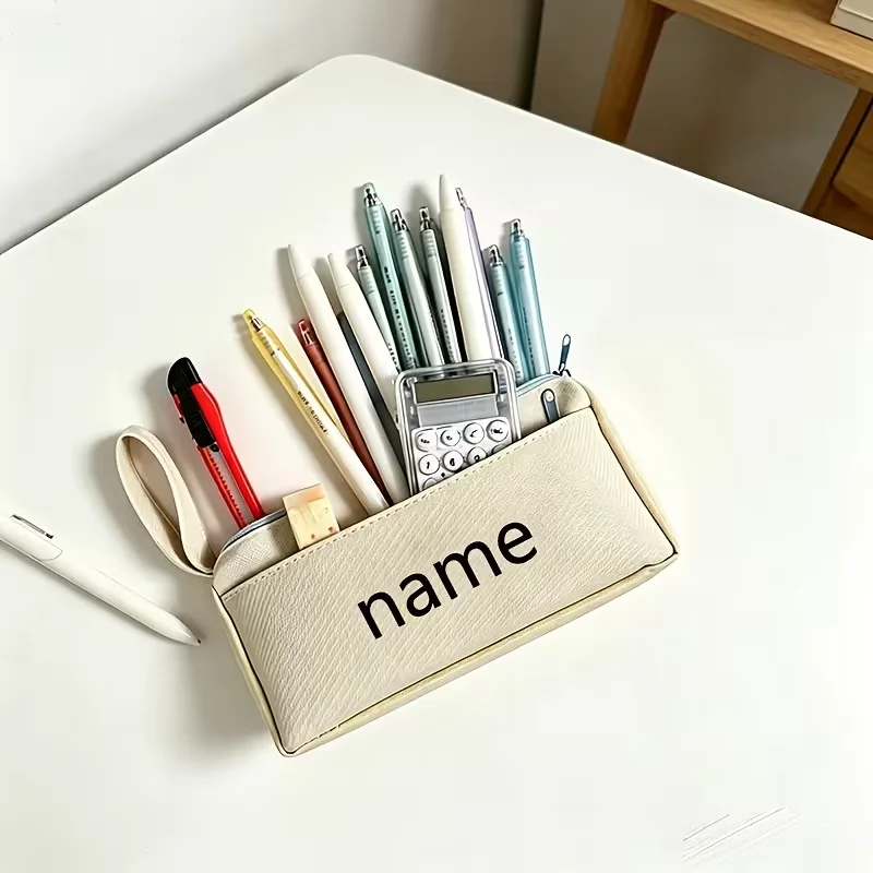Personalized Name/Initials Printed Student Pencil Case, Suitable for Customizing Names/Initials, Large Capacity Double-Layer Zipper Design, with Name Tag System, Portable Stationery Storage Box, Ideal as a Holiday Gift, Customizable Logo Pencil Case, Portable Stationery Bag for Primary and Secondary School Students, Small Prizes, Training Class Promotional Pencil Box, Gift
