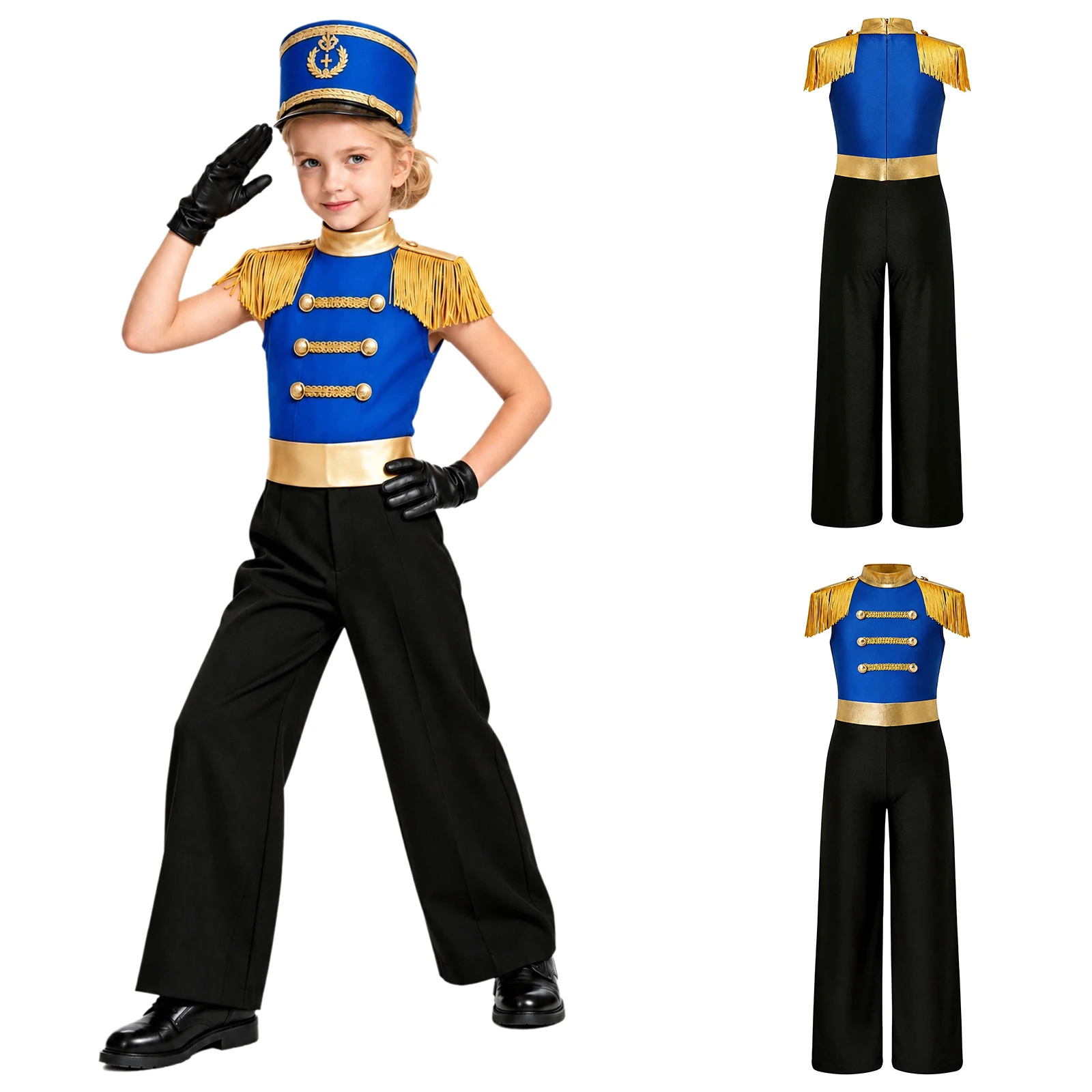 Girls Nutcrackers Toy Soldier Drum Band Honor Guard Cosplay Performance Jumpsuit Costume for Halloween Carnival Circus Party
