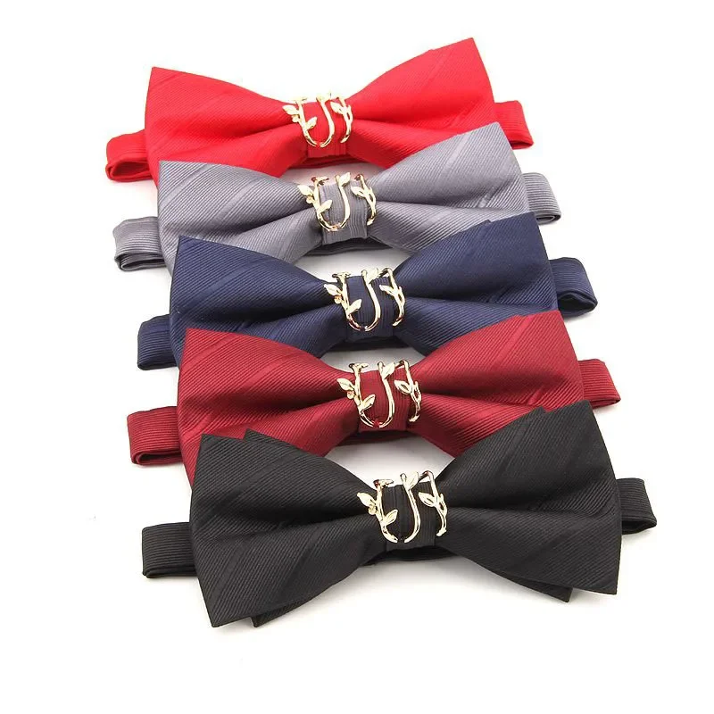 Men's wedding grooms striped metal straight branch bow tie Wedding banquet fashion bow tie