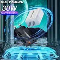 KEYSION 30W GaN Charger Dual USB PD Quick Charge 4+ QC3.0 Type C Fast Power Adapter for iPhone 14 Pro 13 Samsung S23 Huawei P60