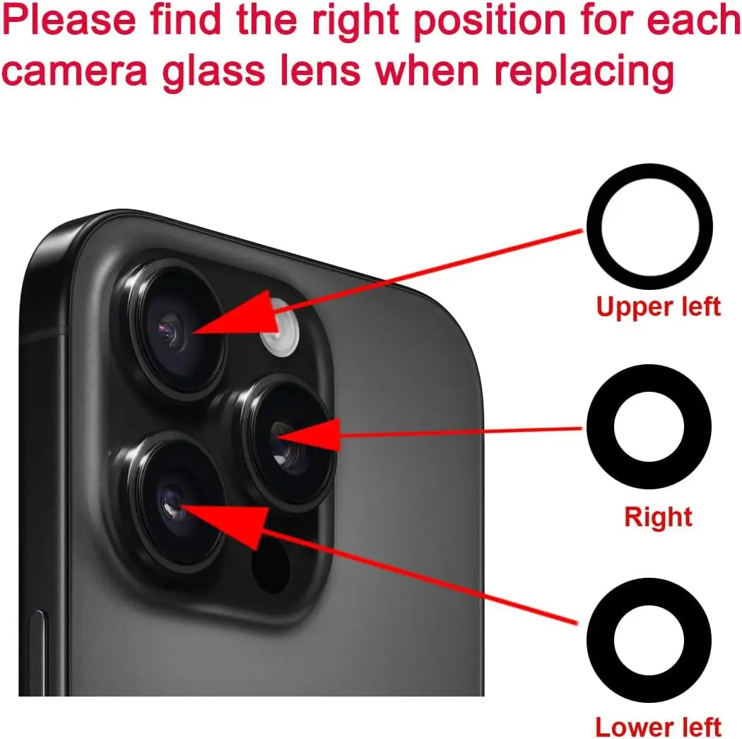 Back Rear Camera Lens Glass Replacement For iPhone 11 12 13 14 15 16 17 Pro Max - Camera Repair Kit with 3M Adhesive & Toolkit view 3