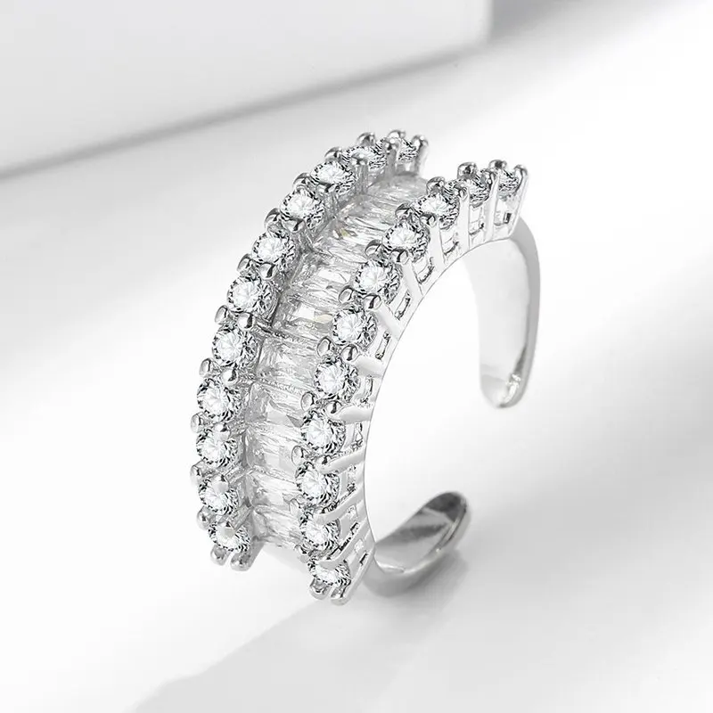 2026 Korean pure silver ring, single row design, suitable for women to wear, fashionable party jewelry gift