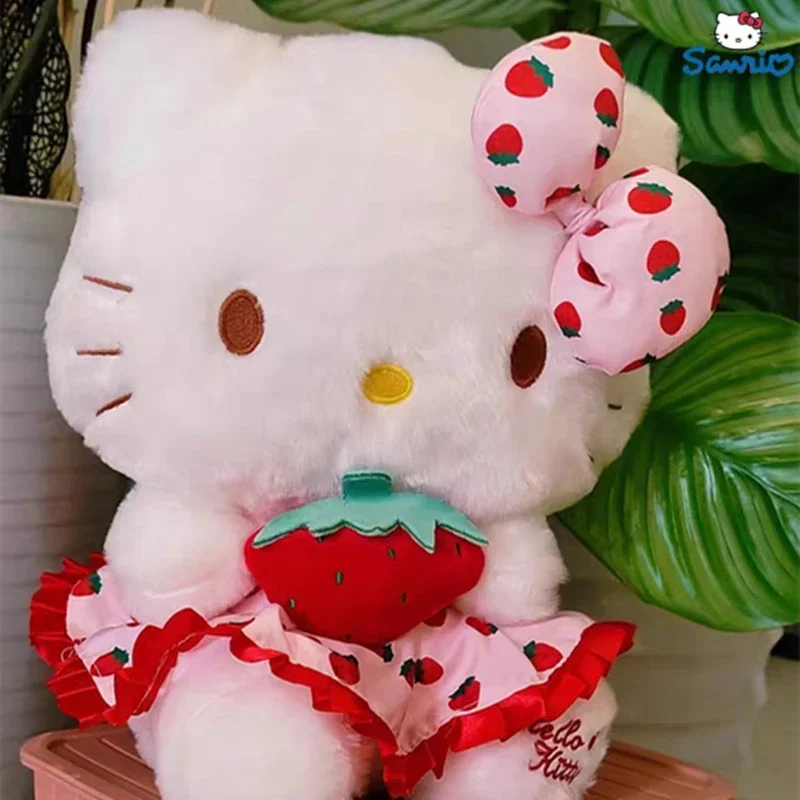 30 ~ 60Cm Nieuwe Sanrio Kawaii Hello Kitty Aardbei Pluche Speelgoed Kt Kat Pop Meisje Kamer Decoratie Slaapkussen Kinderen Kerstmis Cadeau