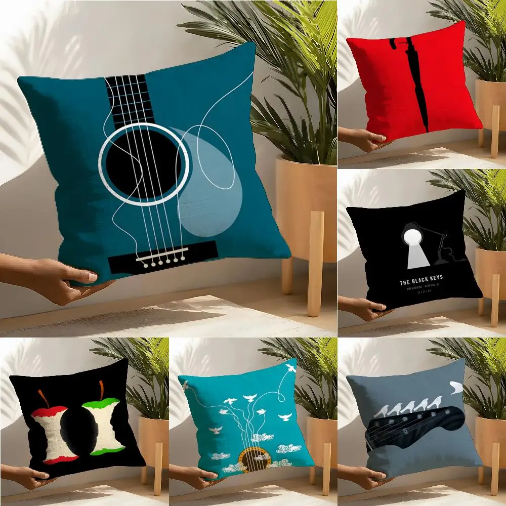 Abstract Realistic Musical Note Pattern Pillow Case Cotton Linen Fabric Square Zipper Pillowcase Home Decorative Living Room