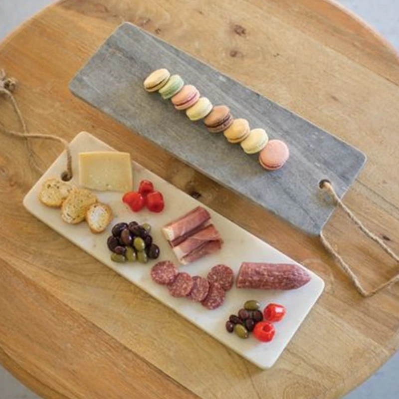 Natural Marble Chopping Board, Handled Cheese Dessert Serving Tray, Fruit Bread Plating Plate, Photo Prop Decor Storage Dish
