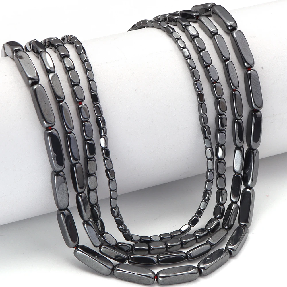 28-108 Stück Quadratische Zylindrische Schwarze Hämatit-Perlen Naturstein-Abstandsperlen für Schmuckherstellung DIY Armband Halskette Zubehör – Detail 6