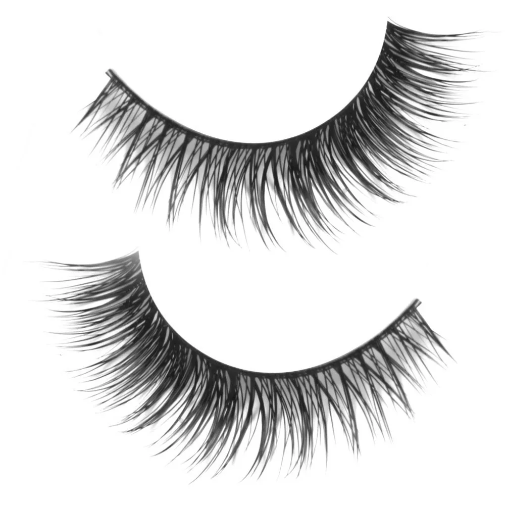 

Handmade Long Black False Eyelashes Fiber Soft Flexible Backbone Curly Natural Look Makeup Eye Lashes Bright Attractive Reusable