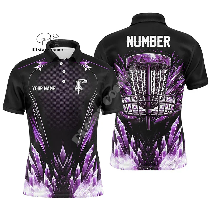 Custom Name Disc Golf Player Camo Flame Graffiti Tattoo Retro 3DPrint Summer Casual Harajuku Short Sleeves Polo Jersey Shirts A4