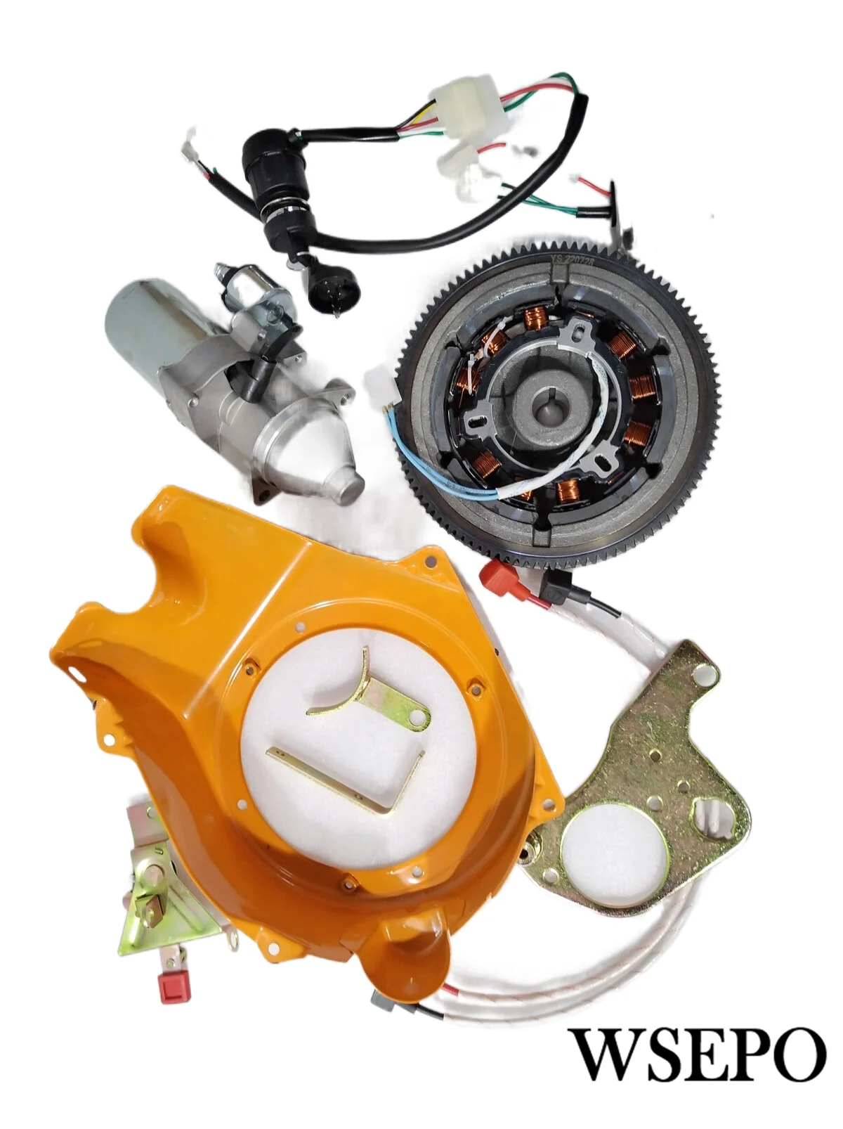 Imagem -04 - Kit Elétrico Start Coversion Incl. Volante Alternador Starter Regulador Switch Coil Line Etc Pequeno Motor Diesel para 168f e 170f