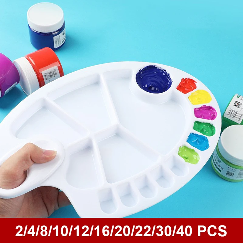 2-30 pièces plateau de peinture Palette 6 puits Mini plateau de Palette de peinture aquarelle en plastique pour la peinture artistique et la classe d'artisanat de bricolage