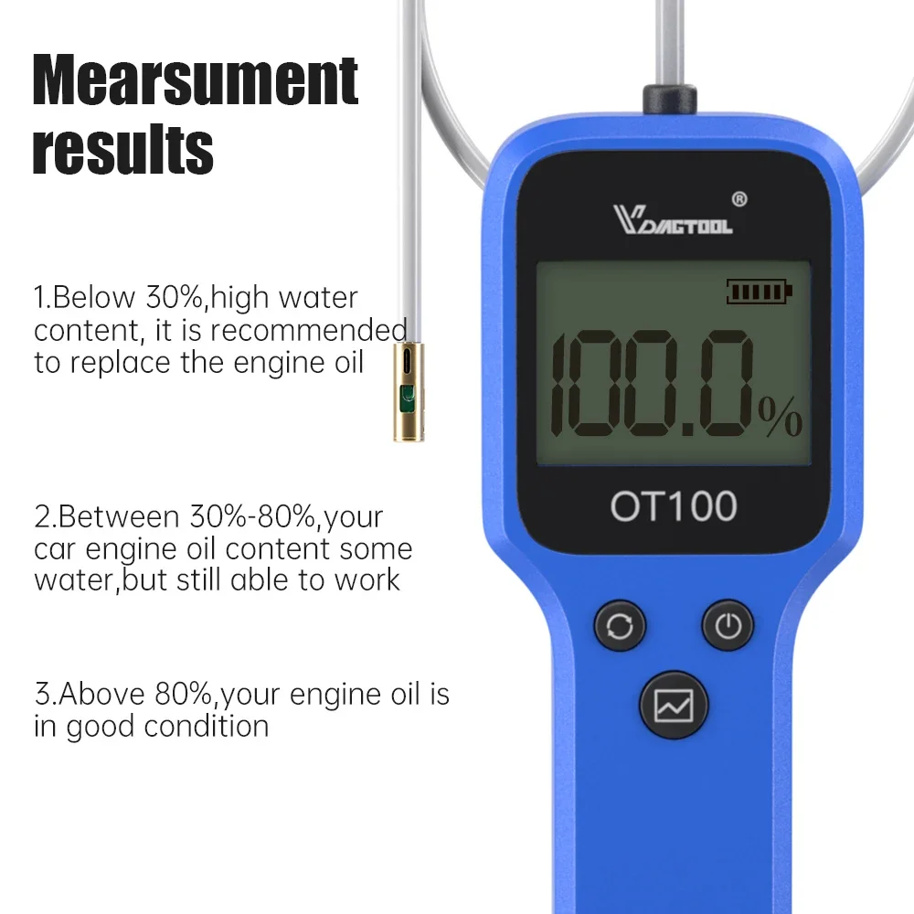 Vdiagtool-probador de aceite de motor OT100 con pantalla LCD, Detector de calidad de aceite, Analizador de Gas para verificación automática, herramientas de prueba de aceite, 2024