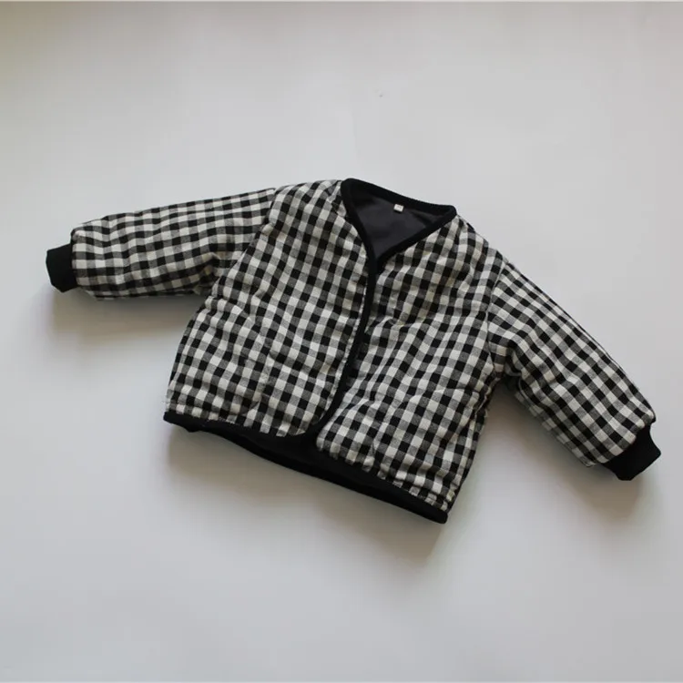 

2025 New Children's Cotton Clothes Winter Girls' Children's Clothes Plaid Thickened Boys' Cotton-padded Clothes Round Neck