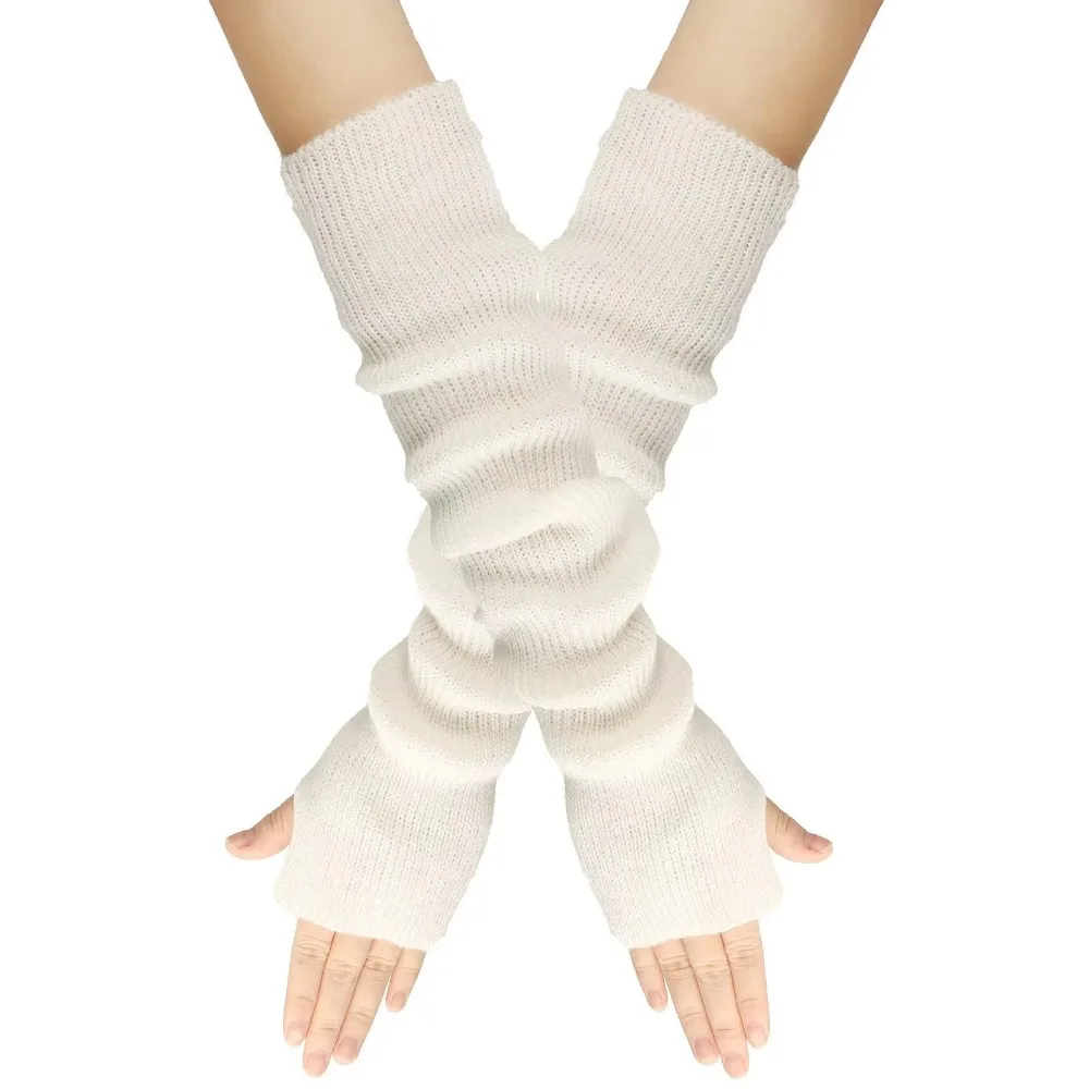 Nuevo Guantes tejidos sin dedos, suaves y largos, calentadores de brazos de invierno,