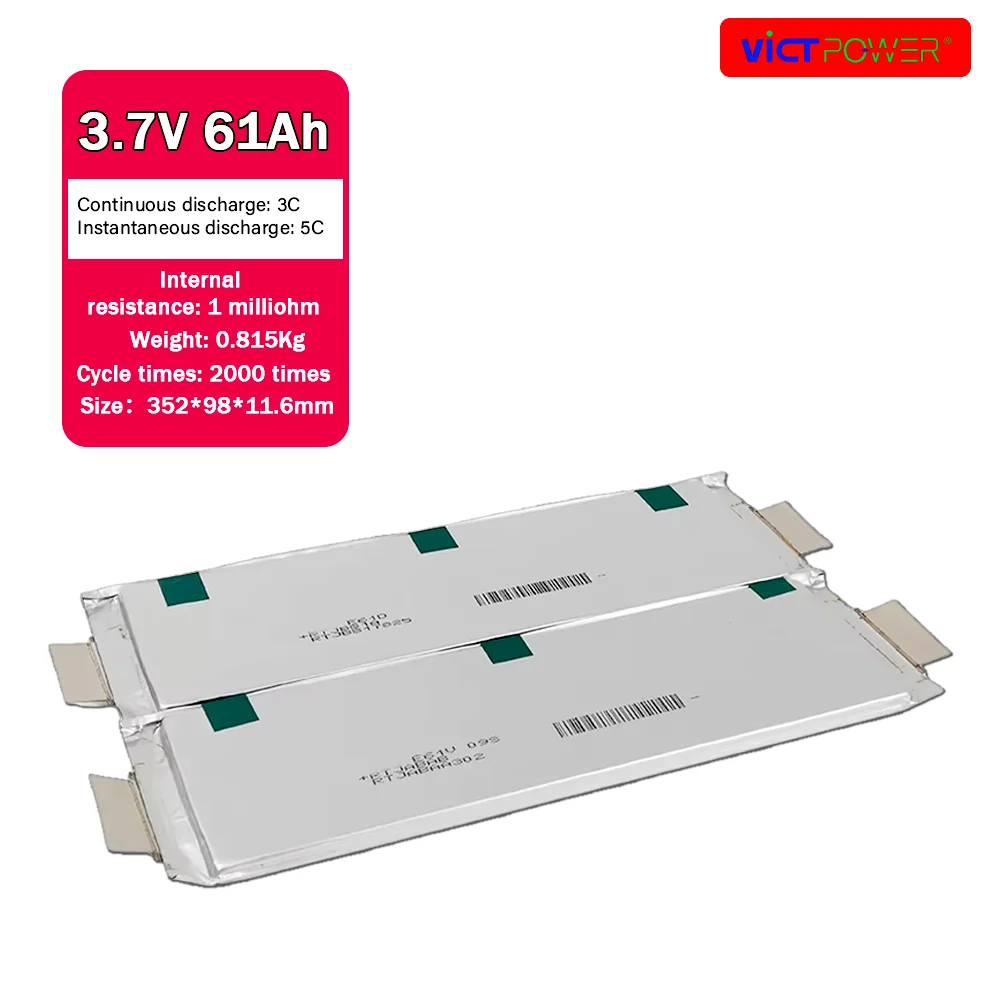 

Victpower E61 3.7V 61Ah Lithium Ion NMC Lithium Polymer Pouch Cell Rechargeable Battery E63A E66A 60Ah 66Ah 63Ah EV Car Battery