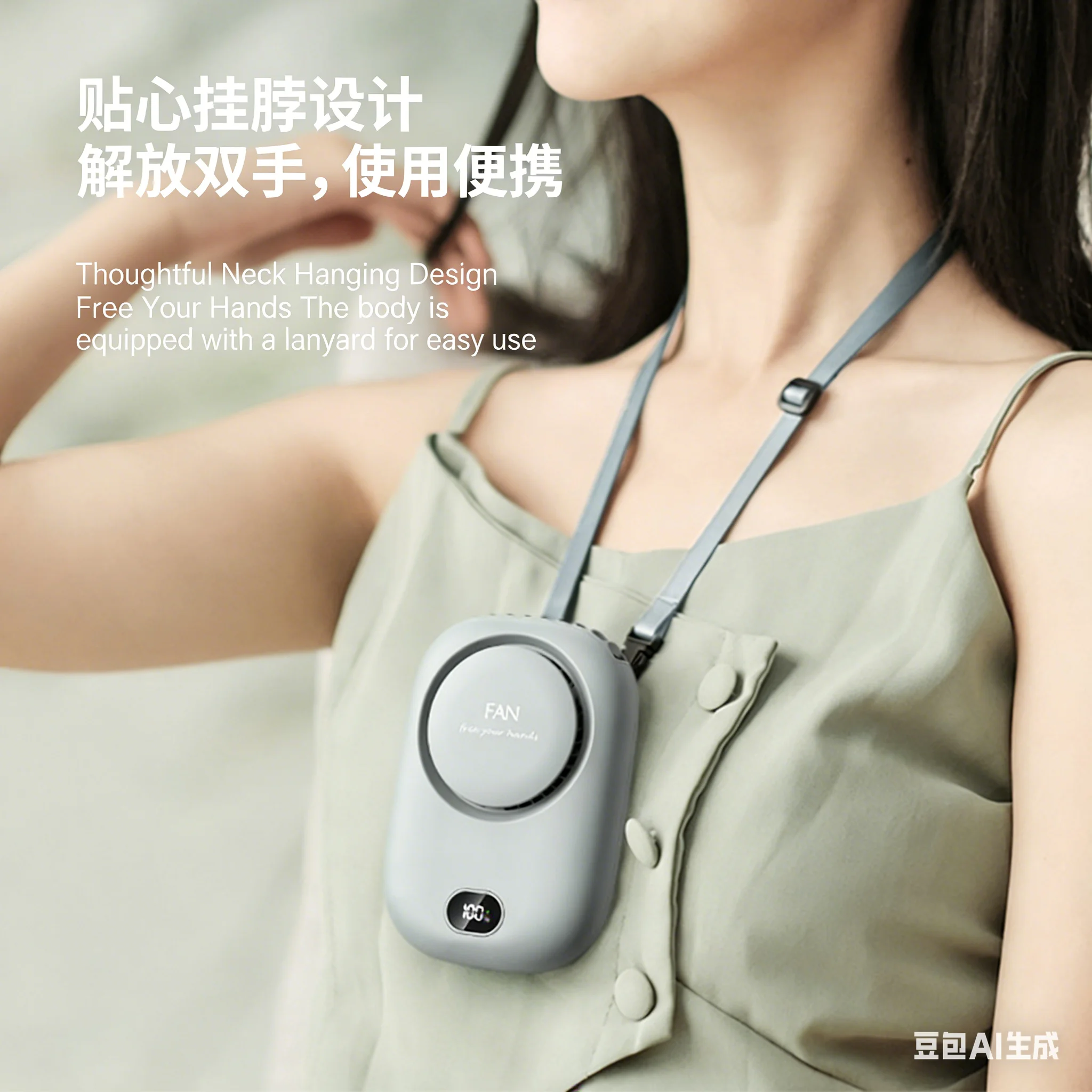 

High-value digital display cooling small fan hanging neck / handheld / desktop three-mode summer explosive artifact