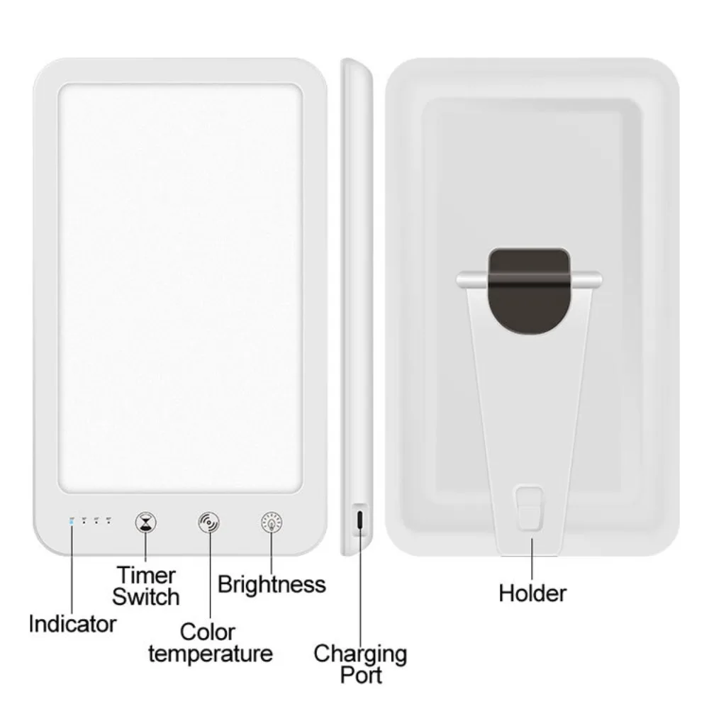 หลอดไฟ LED แสงเดย์ไลท์ 10000 ลักซ์ รุ่นใหม่ ปรับความสว่างได้ 5 ระดับ จำลองแสงธรรมชาติ หลอดไฟบำบัดโรคซึมเศร้า ควบคุมด้วยระบบสัมผัส