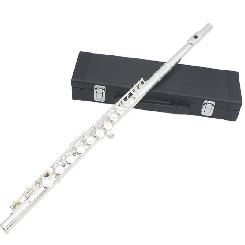 16 hole flute box, e-key, C-tune, white copper tube body, silver plated flute, Western musical instrument