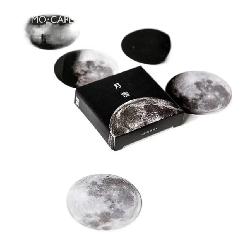 AliExpress NONE 45-Piece Moon Phase Themed Mini Boxed Stickers, Lunar Cycle Illustrations (Crescent, Full Moon), Self-Adhesive