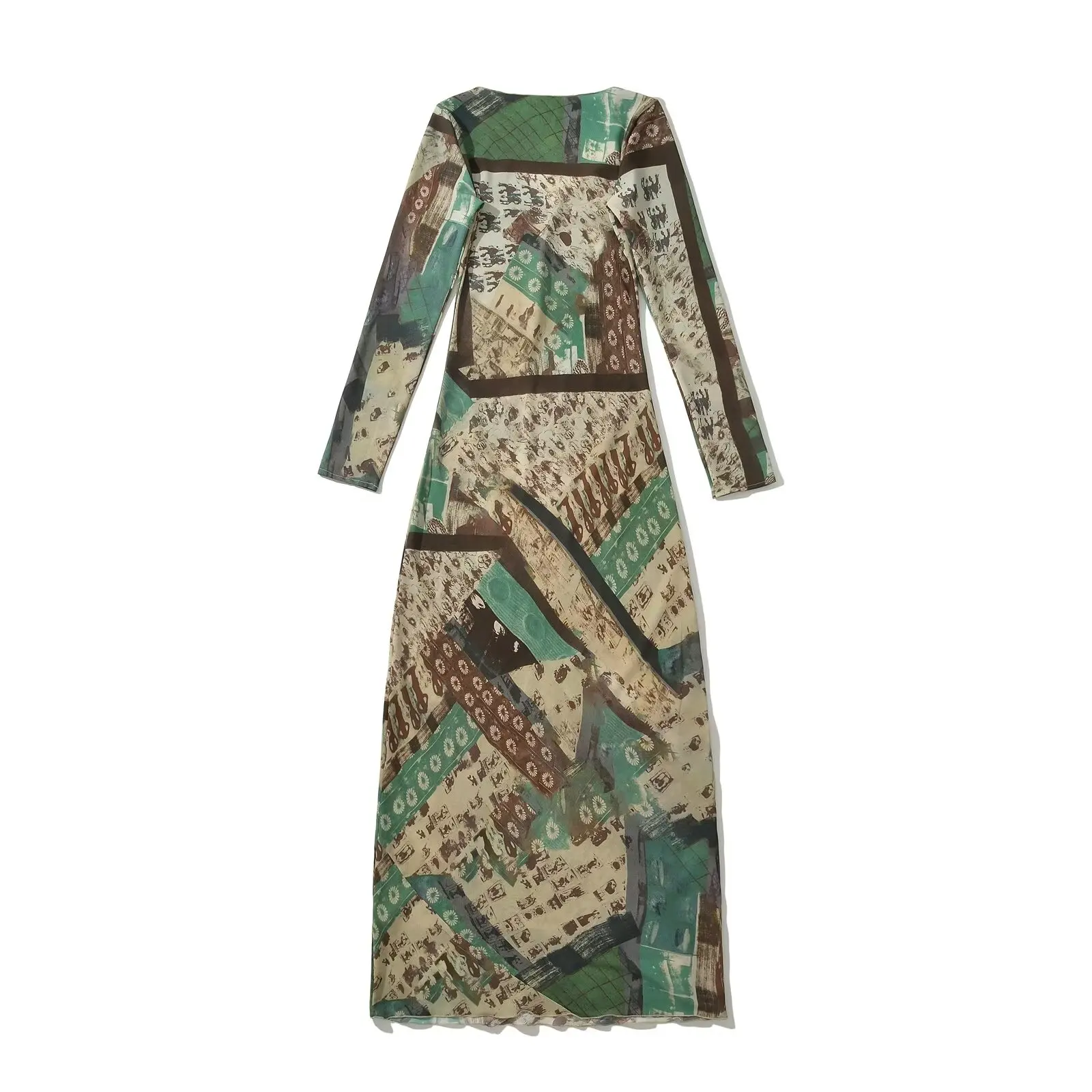 Sexy Ele Faionable Donna Lungo Dr JNLEAOG Autunno Nuovo arrivo Vintage Design Mid-Century Stampato Tubo dritto Dr