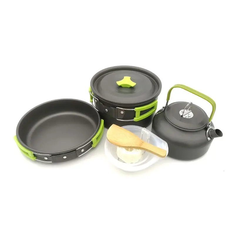 

【BIG SALE】Outdoor Hiking Camping Cookware 2-3Persons Portable Cooking Tableware Picnic Pot Pans Teapot Car Pot Set