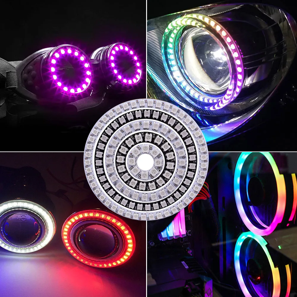 WS2812B DC5V Led Pixel Ring Individul AddressabIe Ring 5050 RGB WS2812 IC BuiIt-in Led ModuIe And 14Keys Lock USB  Controller